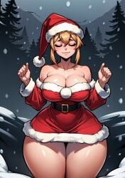 ai_generated christmas christmas_outfit double_(skullgirls) female looking_at_viewer makimass_ai skullgirls video_games