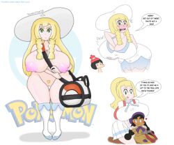 gigantic_breasts hapu_(pokemon) lillie_(pokemon) pokemon selene_(pokemon) tagme touhoufan