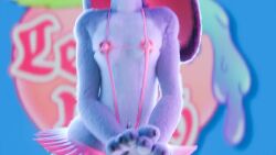 3_toes 3d 3d_(artwork) 4_fingers animated anthro athletic blue_eyes blurry_background bunny_ears clothing crotchless dancing disney ears_down english_text female fit fit_female functionally_nude furry genitals glasses judy_hopps lagomorph looking_at_viewer miniskirt nipple_bulge no_sound nose_piercing piercing pochemu pussy rabbit skirt sling_bikini small_breasts solo spread_legs video zootopia