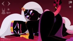 alien alien_girl alien_humanoid anal animated black_body dildo dildo_in_ass duck_dodgers facial_markings gif looney_tunes lustylizard martian martian_(duck_dodgers) martian_handmaiden pink_hair purple_eyes queen_tyr'ahnee sex_toy warner_brothers white_hair