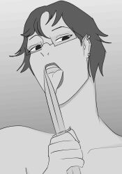 ambiguous_gender androgynous ddoggins eye_contact face_closeup knife licking no_visible_genitalia original_character sensual