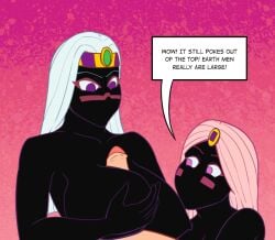 alien alien_girl alien_humanoid dialogue duck_dodgers human looney_tunes martian martian_(duck_dodgers) martian_handmaiden nude nude_female queen_tyr'ahnee warner_brothers worldsandcenturies