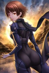 ass atlus clothing female female_only human makoto_niijima masatoshi_1219 pale_skin persona persona_5 phantom_thief_suit sideboob solo tagme