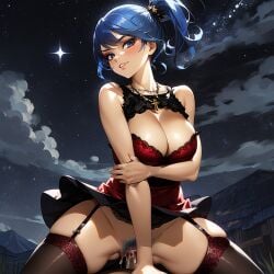 1boy 1girls ai_generated cleavage eyelashes fairy_tail female female_focus flamenco juvia_lockser male payop proud sex solo_focus stockings vaginal_penetration vaginal_sex