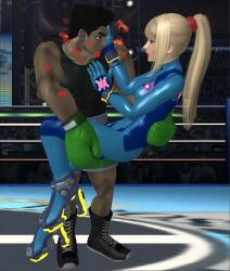 1boy 1girls 3d age_difference aroused biceps bimbo black_hair black_tank_top blonde_female blonde_hair blue_eyes bodysuit boxer boxing_gloves boxing_ring boxing_shoes cougar green_boxing_gloves green_shorts height_difference high_heels holding_in_arms imminent imminent_kiss jet_boots kiss_mark kissing little_mac long_hair looking_at_partner love metroid milf muscles muscular muscular_legs muscular_male nintendo older_female partners ponytail punch_out red_lipstick samus_aran sfm skin_tight sourcefilmmaker stud super_smash_bros. super_smash_bros._for_nintendo_3ds_and_wii_u teenager tied_hair tight_clothing younger_male zero_suit zero_suit_samus