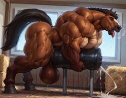 ai_generated big_ass big_balls big_penis equine equine_penis furry gay horse horsecock muscle yaoi