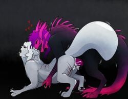 2boys animal_humanoid anus bite black_body blood bodily_fluids cel_shading claw_marks claws cuntboy duo duo_focus genitals hair heart_symbol humanoid intersex lizard_(rain_world) lizard_humanoid male male_focus markings marrow_(puppetmaster13uwu) open_mouth paws penis pink_head pink_markings pink_penis puppetmaster13uwu purple_hair pussy rain_world reptile reptile_humanoid scales scalie scalie_humanoid scruff_bite shaded sharp_teeth slugcat slugcat_humanoid spikes tail teeth thick_tail tongue tongue_out vaginal_penetration videocult white_body white_hair wounded