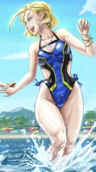 beach bikini cammy_white capcom cute meek running shy street_fighter