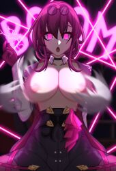 2023 big_breasts breast_expansion exposed_breasts greenscorpeon3 honkai:_star_rail kafka_(honkai:_star_rail) nipples purple_eyes purple_hair tagme wardrobe_malfunction