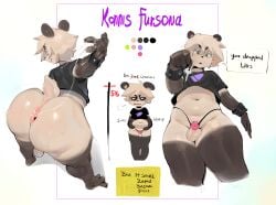 absurd_res anal anal_fingering anthro anus ass balls bear bodily_fluids brown_body chastity_cage chastity_device choker cuffs_(clothing) fingering fingering_self genitals hi_res jewelry kinkykong male male_penetrated male_penetrating mammal masturbation model_sheet necklace overweight overweight_male penetration standing text