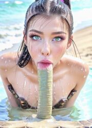 1girls ai_generated female female_only oral oral_insertion solo turtle zoophilia