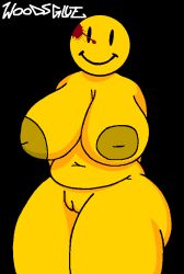 1girls big_areolae big_breasts chubby huge_breasts inverted_nipples pussy thick_thighs watchmen woodsglue yellow_body