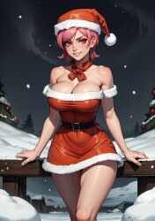 ai_generated christmas christmas_outfit female looking_at_viewer makimass_ai skullgirls umbrella_(skullgirls) video_games