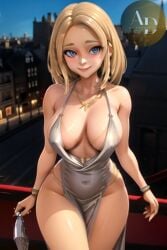 ai_generated blonde_hair blue_eyes breasts miraculous_ladybug silver_dress tagme virgin_killer_sweater zoe_lee