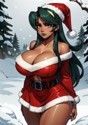 ai_generated christmas christmas_outfit female fukua_(skullgirls) looking_at_viewer makimass_ai skullgirls video_games