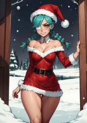 ai_generated annie_(skullgirls) christmas christmas_outfit female looking_at_viewer makimass_ai skullgirls video_games