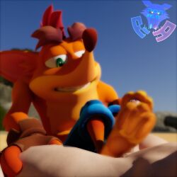 3d_(artwork) activision blender_(software) blender_cycles crash_(series) crash_bandicoot digital_media_(artwork) feet foot_fetish foot_focus foot_play footjob gay hi_res male_only rookieanimator210 sex