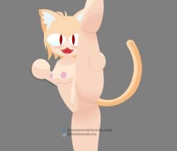 absurd_res animal_humanoid blush felid felid_humanoid female flexible genitals hair hi_res humanoid inner_ear_fluff looking_at_viewer mammal mammal_humanoid meowscaradafan neco-arc neco_spirit nipples one_leg_up orange_hair presenting presenting_pussy pussy raised_leg raised_tail solo splits spread_legs spreading standing tail tsukihime tuft type-moon vertical_splits wemacaten