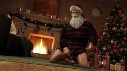 1boy 2021 3d 3d_model balls bara barazoku beard bulge capcom chris_redfield christmas christmas_clothing ckang2021 clothing daddy hi_res highres holidays looking_at_viewer male male_only manly mature_male muscular_male penis resident_evil resident_evil_8:_village