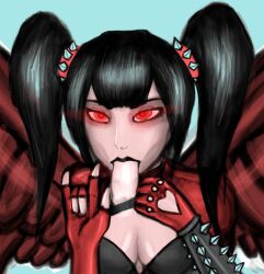 1girls alternate_costume black_hair blowjob disembodied_penis fellatio female gatosparda goddess hi-rez_studios jing_wei_(smite) mini_metal_jing_wei mythology oral oral_sex smite