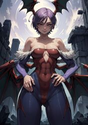 ai_generated darkstalkers female head_wings lilith_aensland looking_at_viewer makimass_ai succubus succubus_wings video_games