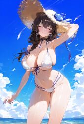 ai_generated artist_request beach big_ass big_breasts bikini day goddess_of_victory:_nikke mary_(nikke)