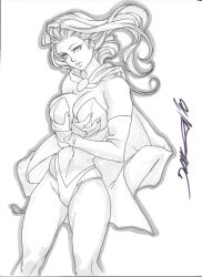 anime_eyes breast_grab breasts cape cleavage daikon emma_frost female hellfire_club large_breasts marvel marvel_comics panties pencil_(artwork) white_queen x-men