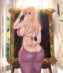 00supershine_(00sunshineboy) 1girls ass big_ass big_breasts big_butt blonde_hair breasts busty curvaceous curvy curvy_body curvy_female curvy_figure dress female huge_ass huge_breasts large_breasts original original_character purple_eyes voluptuous