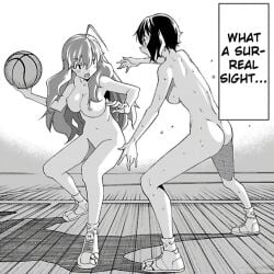 2girls arisugawa_misa ass basketball breasts female iinari manga manga_page multiple_girls nude official_art sakaguchi_anzo tagme