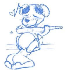 animal_crossing animal_crossing_girl anthro anus ass blush breasts canine fellatio female female_on_anthro guitar hair heart human human_on_anthro k.k._slider male male/female monochrome nintendo nude oral sex simple_background straight studiotrue tail uini villager_(animal_crossing)