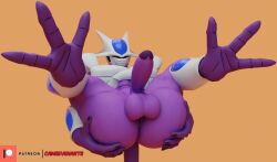 1boy alien ass balls camseven cooler_(dragon_ball) dragon_ball dragon_ball_z erection gay humanoid inviting male male_only nude penis presenting presenting_ass presenting_butt purple_body purple_skin solo solo_focus