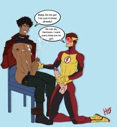 bart_allen cum cum_blast cumming eduardo_dorado_jr gay gay_sex handjob heroic_creativity impulse nsfw yaoi young_justice young_justice:_outsiders