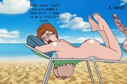 bobby_hill brown_hair female huge_breasts imminent_incest king_of_the_hill large_penis male peggy_hill rectangular_glasses red_lipstick sbb text top_heavy