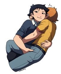 2boys artist_name clothed clothed_male embrace gay groping male/male male_only no_homo scott_pilgrim scott_pilgrim_takes_off scott_w_pilgrim smug strawbeneva sweat tagme trembling wallace_wells white_background