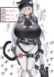 1girls alternate_breast_size animal_ears arknights big_breasts blush bodily_fluids breast_expansion breasts cat_ears crossbow female gameplay_mechanics huge_breasts knees_together_feet_apart kokihanada large_breasts looking_at_viewer looking_pleasured moaning moaning_in_pleasure multiple_vibrators official_alternate_costume open_mouth pussy pussy_juice pussy_juice_drip_through_clothes ripped_pants saliva saliva_drip schwarz_(arknights) schwarz_(skyline)_(arknights) sensitivity_heightening sex_toy silver_hair solo solo_female stretched_clothing thigh_strap tongue tongue_out torn_clothes translated translation_check trembling twitching vibrator vibrator_in_thigh_strap vibrator_under_clothes yellow_eyes