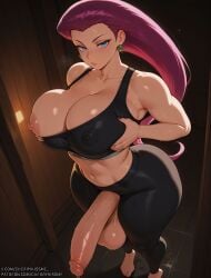 1futa abs ai_generated armpits balls breast_grab breasts cherrykissme cock dickgirl futa_only futa_sans_pussy futanari girly high_resolution highres horny huge_ass huge_balls huge_boobs huge_breasts huge_butt huge_cock huge_testicles huge_thighs intersex jessie_(pokemon) medium_ass medium_breasts medium_penis muscular penis pokemon purple_hair self_upload sexy stable_diffusion testicles worship