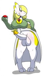 1girls alternate_color big_testicles blonde_hair blush breasts cleavage daffodil_squeaks_(character) dickgirl dress erection eyelashes feet gardevoir green_eyes hand_on_hip holding intersex kingbeast large_breasts large_penis long_hair looking_away nintendo original original_character penis pokémon_(species) poke_ball pokemon pokemon_(species) pokemon_rse shadow smile solo standing testicles text thick_thighs video_games white_skin yellow_skin