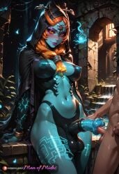 abs ai_generated athletic_futa balls bigger_futa blue_nipples blue_penis blue_skin docking futanari hood hood_up horsecock horsecock_futa horsecock_on_humanoid human human_penetrating intersex light-skinned_male makeup male_on_futa manofmidas midna orange_hair penis purple_eyeshadow purple_lipstick red_eyes standing_sex the_legend_of_zelda the_legend_of_zelda:_twilight_princess twilight_princess urethra urethral_insertion urethral_penetration yellow_sclera