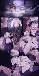 absurd_res anthro antlers bodily_fluids breasts canid canine clothing comic cunnilingus deer detailed_background dominant dominant_female duo english_text facesitting female female/female female_dominating_female finger_fuck fingering fox genital_fluids genitals gloves green_eyes handwear hi_res highlights_(coloring) horn hot_spring leg_markings looking_pleasured mammal markings mirande_(deustchy) multiple_scenes nude oral orgasm purple_eyes rook_(rookarino4277) rule_63 sex sitting_on_another skinny small_breasts smug_face socks_(marking) sonofan speech_bubble submissive submissive_female text vaginal_fluids vaginal_penetration vulva water