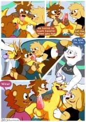 absurd_res anal anthro antlers balls blush bodily_fluids bottomless clothed clothing cum cum_in_ass cum_inside cum_on_balls cum_on_chest cum_on_face deer do dragon fellatio genital_fluids genitals grabbing_head group group_sex hi_res horn leaking_cum male male/male mammal mythological_creature mythological_scalie mythology nude ohfourmouse oral owo penile penis penis_peek rimming scalie sex