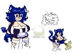 aaanarkia absolute_territory apron awooga bella big_breasts blue_eyes blue_fur blue_hair breasts brick_(aaanarkia) broom broomstick cat_ears cat_girl cat_tail catbell catgirl claws cleaning cleaning_tool cleavage cute ear earrings headpat huge_breasts hyper hyper_breasts i_am_really_fucking_bored maid maid_outfit maid_uniform ms_paint patting_head pepe_the_frog pixel_art simple_background simple_shading socks stockings sweeping tail thigh_highs torn_clothing