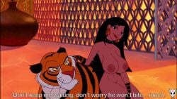 1girls aladdin big_breasts breasts collar dark-skinned_female dark_skin disney female middle_eastern middle_eastern_female nerota nipples princess_jasmine pussy