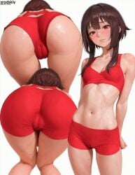 1girls ai_generated ass ass_cleavage ass_crack ass_focus ass_up athletic athletic_female beautiful bent_over blush breasts butt_focus cleavage collage cute cute_face cute_girl female front_view hentai high_quality high_resolution highres knees_together_feet_apart kono_subarashii_sekai_ni_shukufuku_wo! konosuba megumin multiple_angles multiple_poses multiple_views rear_view school_girl schoolgirl shorts small_breasts sports_bra sports_shorts sports_uniform sportswear srodskiy standing sweat tagme teenage_girl teenager wet young young_female younger_female