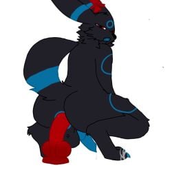 anal anal_sex anthro anus anus_outline balls blue_anus blue_mouth blue_penis bodily_fluids bow_ribbon cum dildo eeveelution generation_2_pokemon genital_fluids genitals knot knotted_dildo knotted_penis male mettdesign_(artist) neck_tuft nintendo paws penetration penile penile_penetration penis penis_in_ass pokemon pokemon_(species) red_bow red_eyes riding_dildo sex_toy solo tuft umbreon