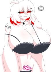 angry_expression aniram_13 big_breasts black_underwear breasts eyebrows eyelashes female fnf_mods friday_night_funkin heart_tattoo looking_down looking_nervous necklace nikusa_(sugarratio) red_eyes sweatdrops tagme twitter_username underwear white_body white_hair wide_hips