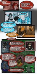 1:2 2020 9:18 anthro biped canid closed_eyes cobalt_(tatsuchan18) collar comic daisy_(tatsuchan18) detailed_background dialogue english_text female fur group hair havoc_(tatsuchan18) hi_res hyaenid lagomorph leporid male mammal mink_(tatsuchan18) open_mouth rabbit sitting speech_bubble standing tatsuchan18 text