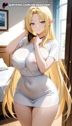 1girls 2025 ai_assisted ai_generated alpha_(the_eminence_in_shadow) anime artist_name bangs bed big_breasts big_breasts big_breasts big_chest blonde_hair blue_eyes blush breast breasts breasts breasts bust busty chest covered_navel covered_nipples curtains elf explicit eyebrows_visible_through_hair female hi_res high_quality high_resolution highres indoors large_breasts long_hair long_pointy_ears looking_at_viewer naked_shirt parted_bangs patreon patreon_username pointy_ears see-through shirt skypassion smile solo stable_diffusion the_eminence_in_shadow thighs very_long_hair watermark white_shirt window