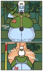 1boy 1boy1girl 1girls 2_panel_comic 2d android angel armor armored_female back_view big_ass big_breasts blowjob blue_eyes blue_skin brainwashed brainwashing cameltoe comic commander_viridian commission cyborg dialogue dragon_ball english_text female gloves grabbing_hair guavagrunt holding_hair holding_object huge_ass huge_breasts hypnosis indoors male mind_control mostly_nude mostly_nude_female nude nude_male oc on_knees ponytail pussy_visible_through_clothes room salute sfx spandex speech staff straight sucking_penis tattoo tattoo_on_ass text thick_thighs thighs vados white_hair writing