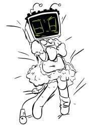arms_tied bow bow_ribbon bowtie dandy's_world dandys_world female female_focus female_only keeboreal maid maid_apron maid_dress maid_headdress maid_outfit maid_uniform thigh_highs thigh_socks thighhighs tsundere tv tv_face tv_head tv_screen tv_woman vee_(dandy's_world)