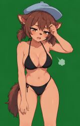 1girl big_breasts bikini breasts female female_focus female_only hispanic hispanic_virtual_youtuber latam_virtual_youtuber latina mogambuzz raccoon_girl sexy_body sexy_female sexy_pose side_tie_bikini tired tired_expression youtube_hispanic youtuber_girl